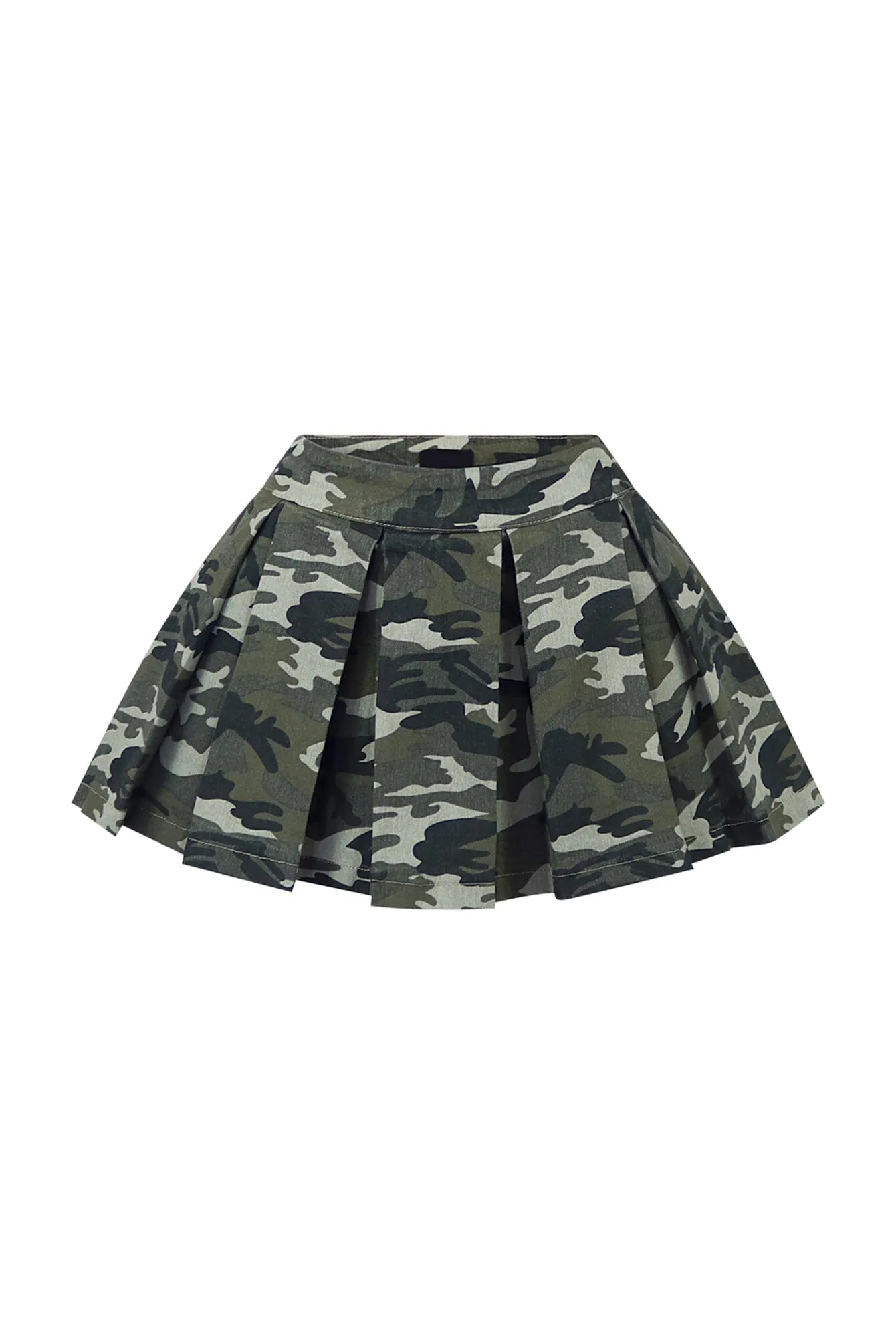 Above Camo Print Pleated Mini Skirt