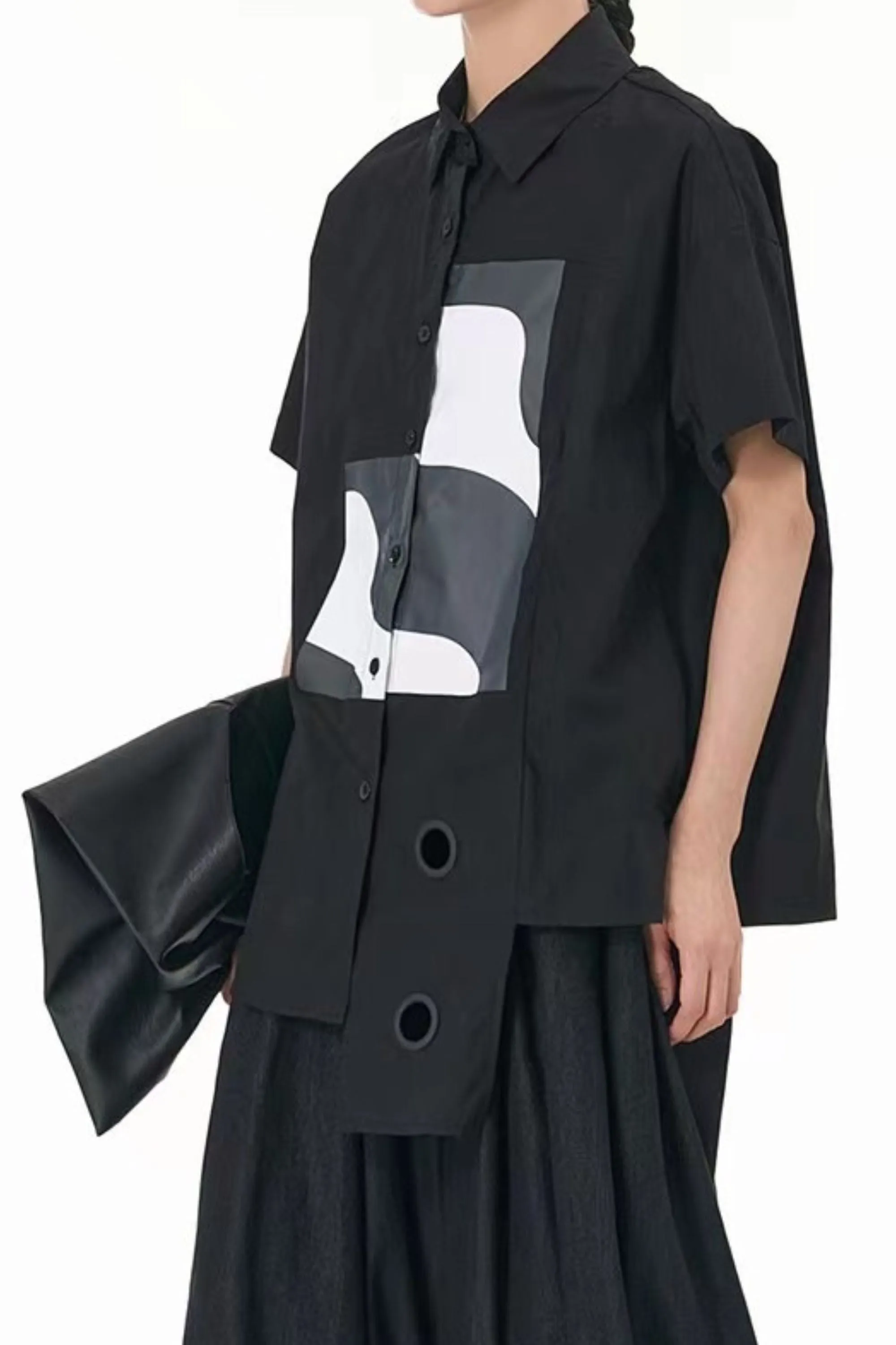 Abstract Black Oversized Shirt