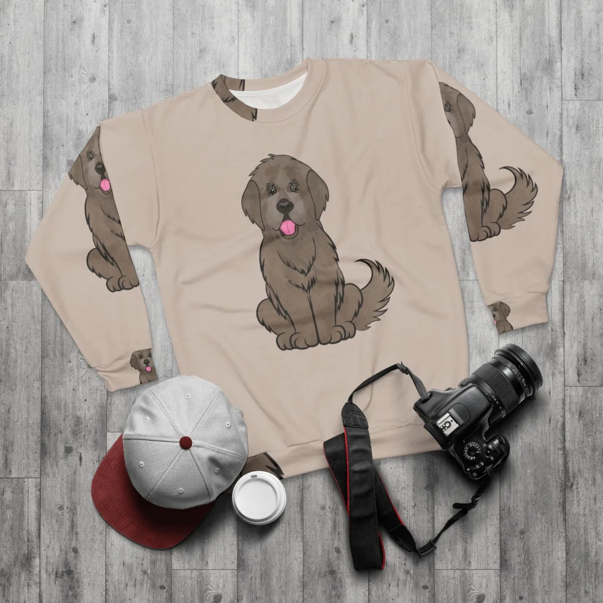 Adorable Newfoundland Sweatshirt with Cartoon Dog Design