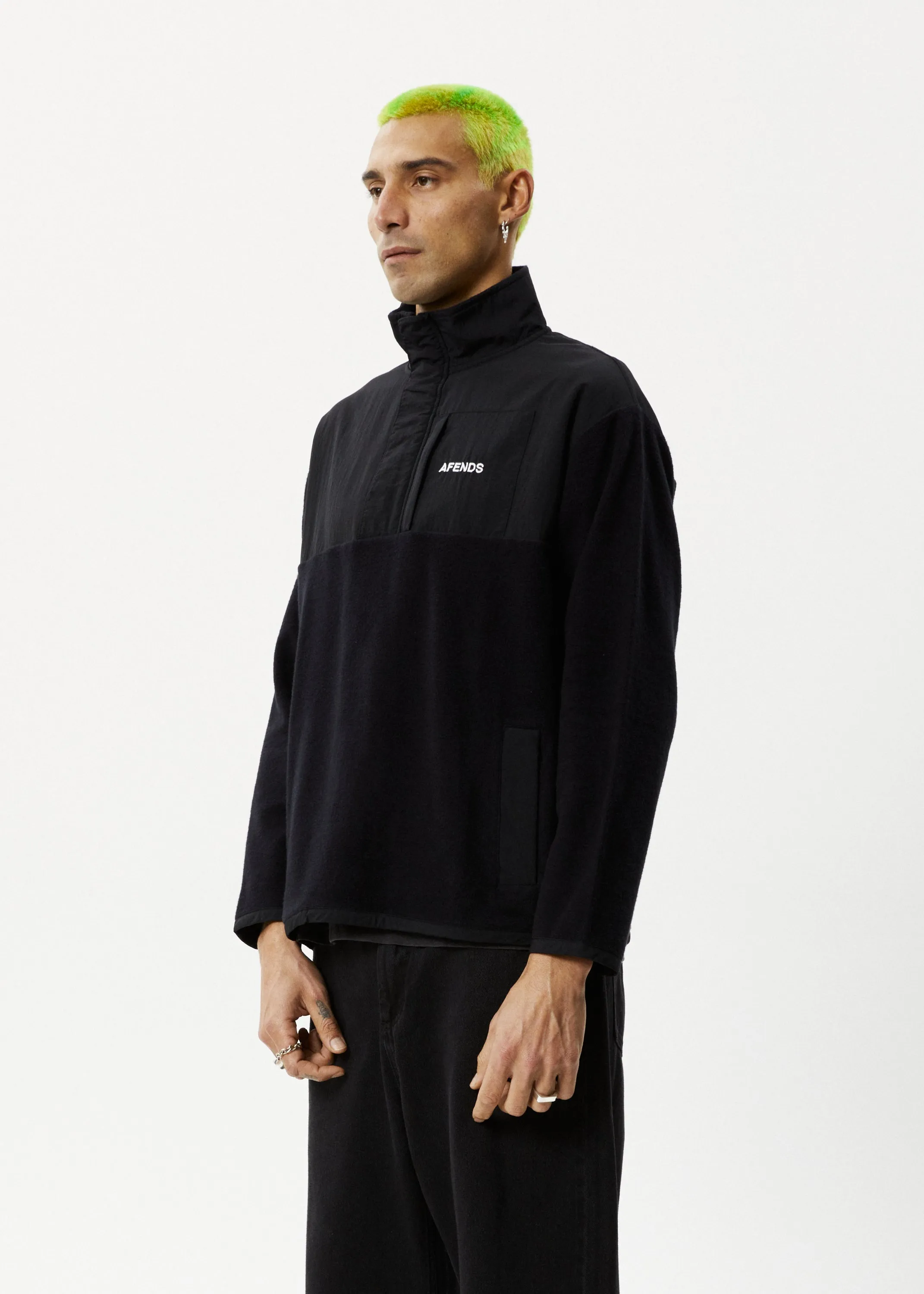 Afends Mens Message - Fleece Pullover - Black