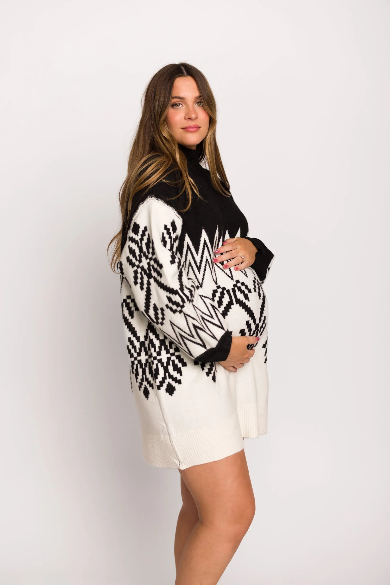 Alpine Knit Sweater Mini Dress in Cream