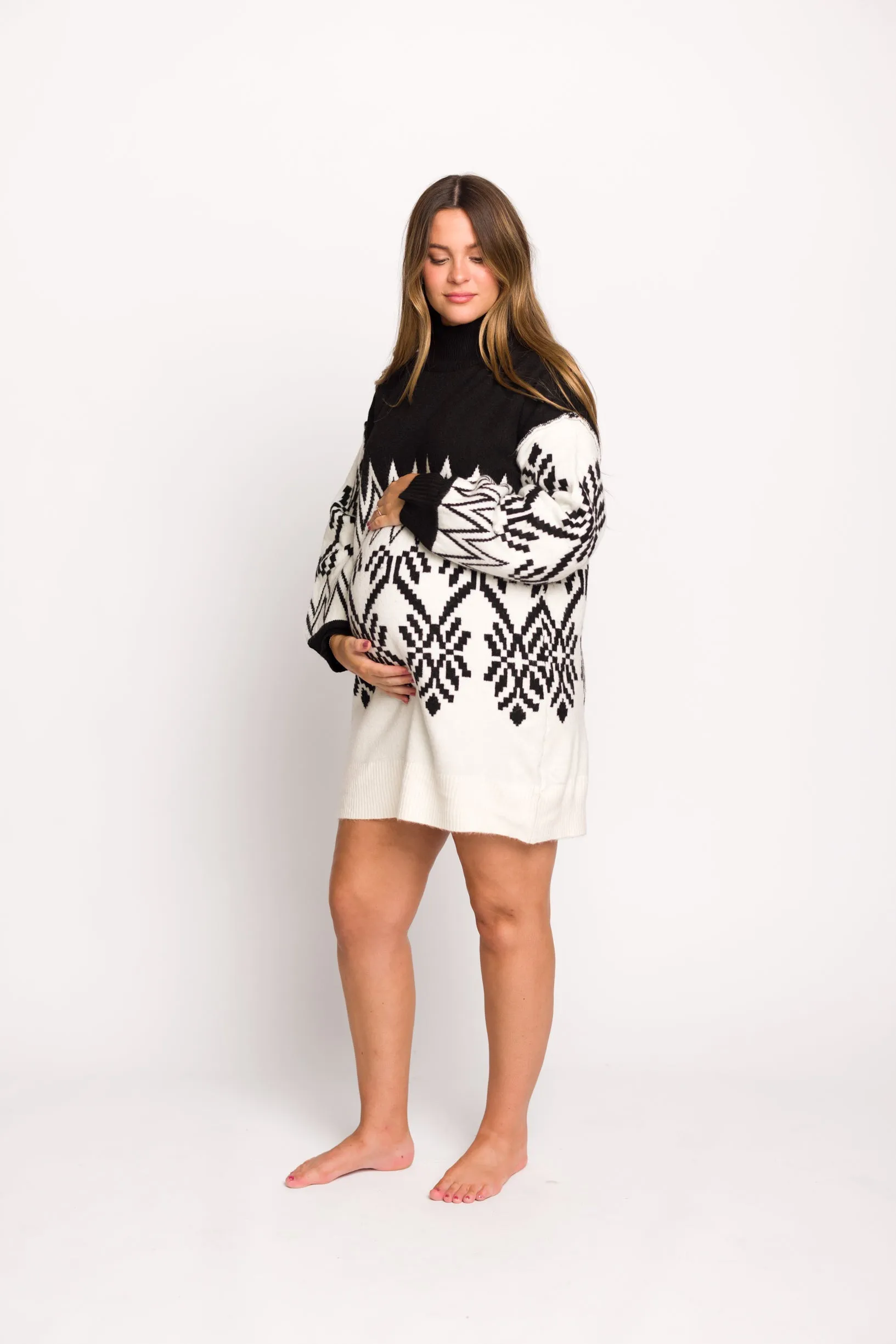 Alpine Knit Sweater Mini Dress in Cream