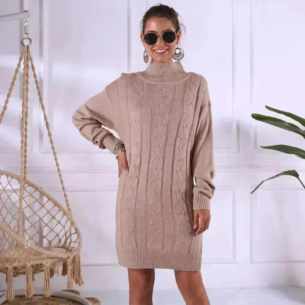 Autumn Winter Knitted Mini Sweater dress