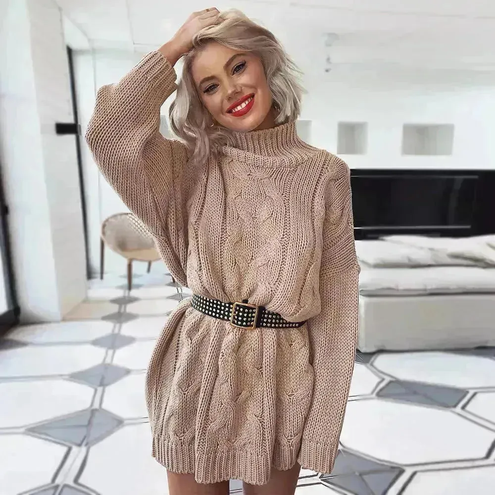 Autumn Winter Knitted Mini Sweater dress