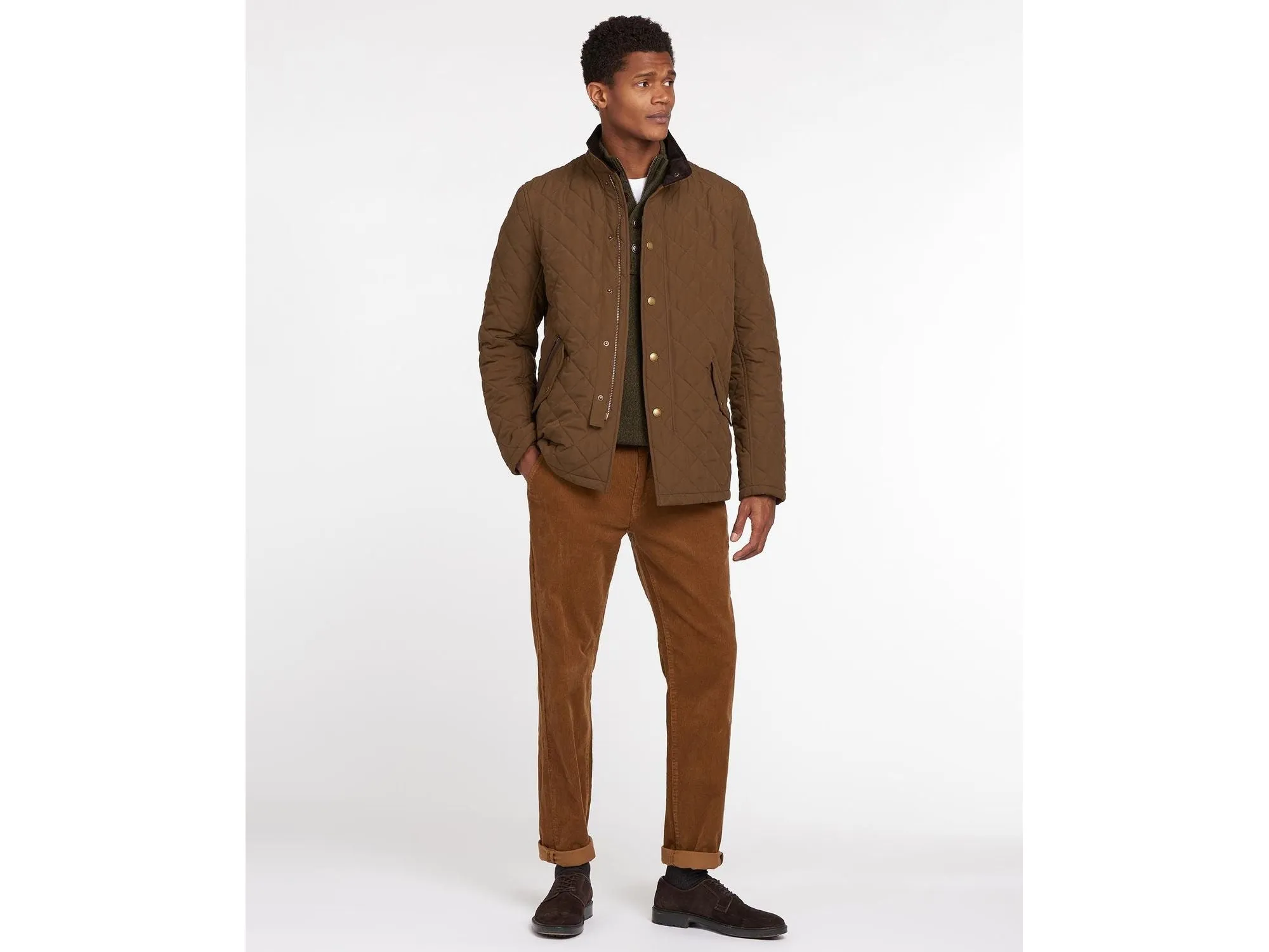 Barbour Shoveler Quilted Jacket In Dark Olive