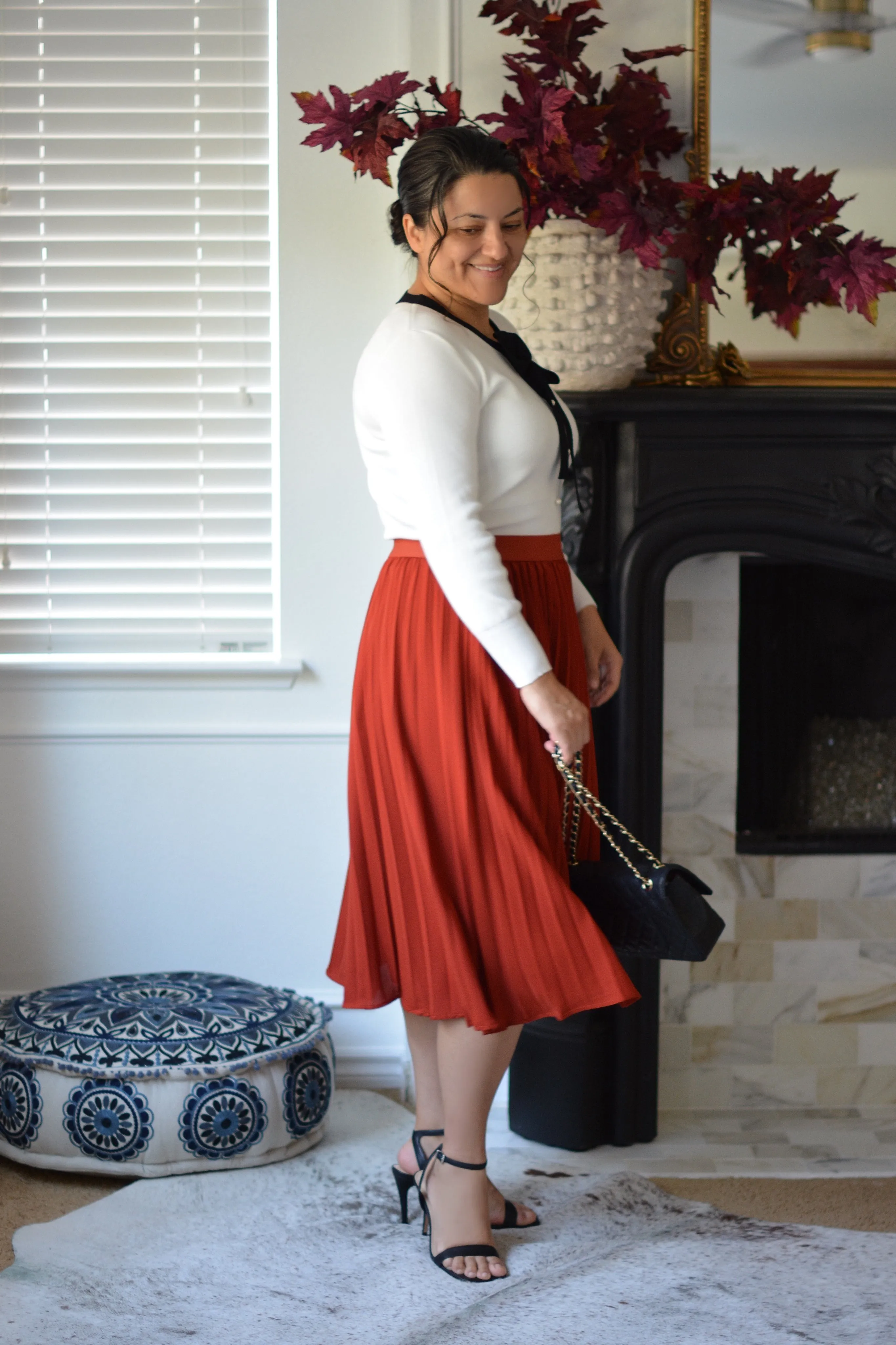 Cheri Rust Pleated Skirt