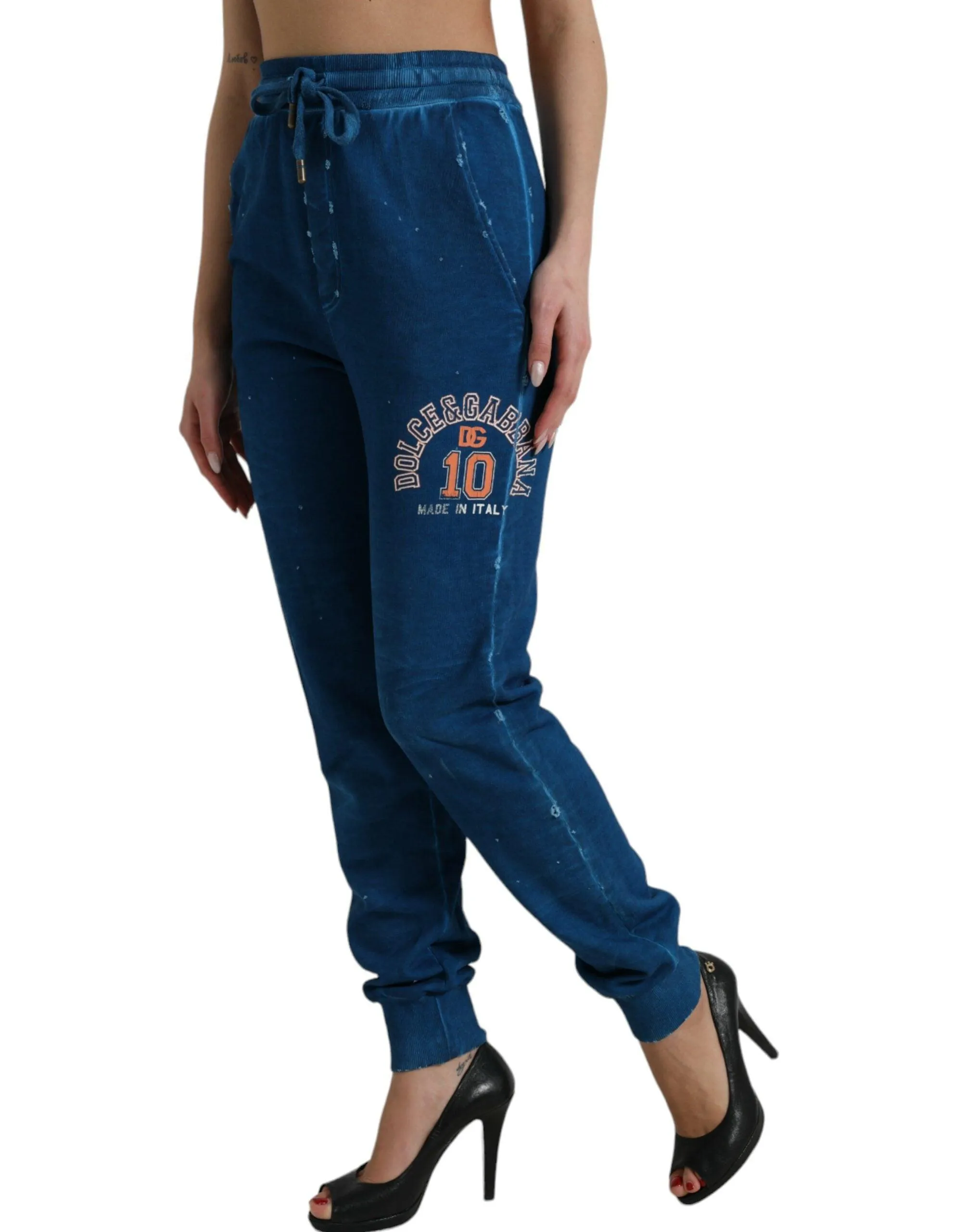 Dolce & Gabbana Blue Logo Cotton Jogger Sweatpants Pants