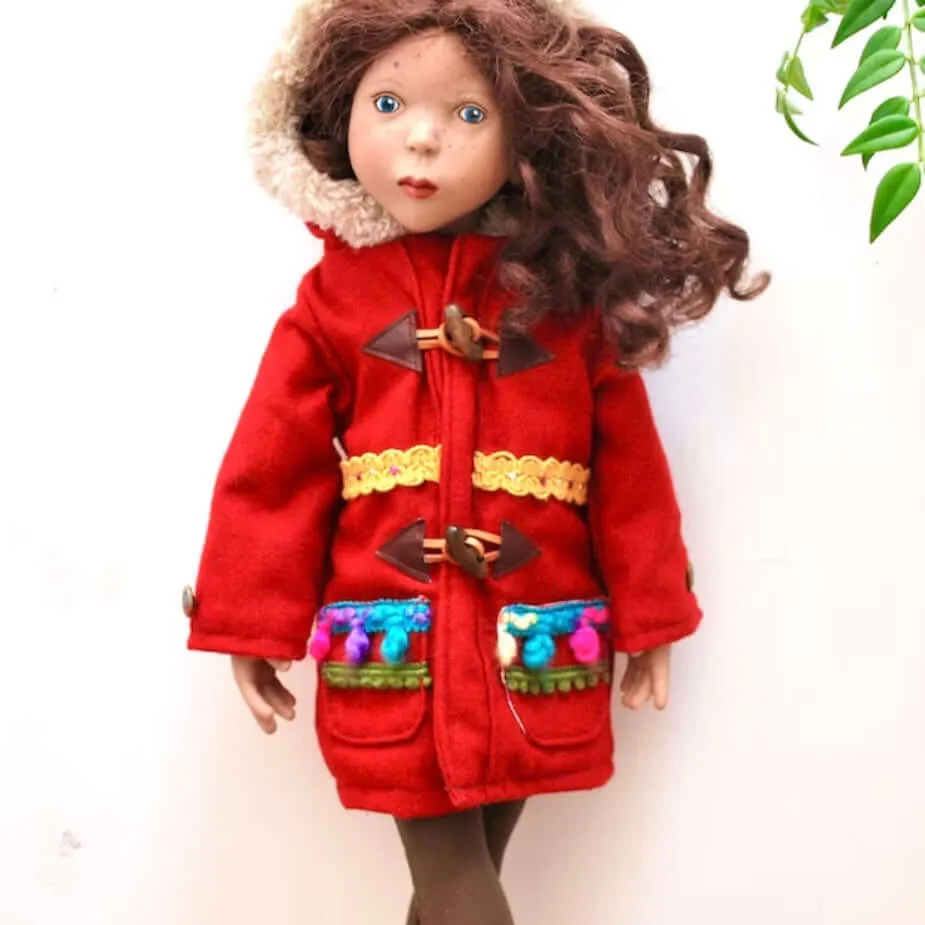 Doll Coat sewing pattern 18” doll duffle coat instant DIGITAL Download