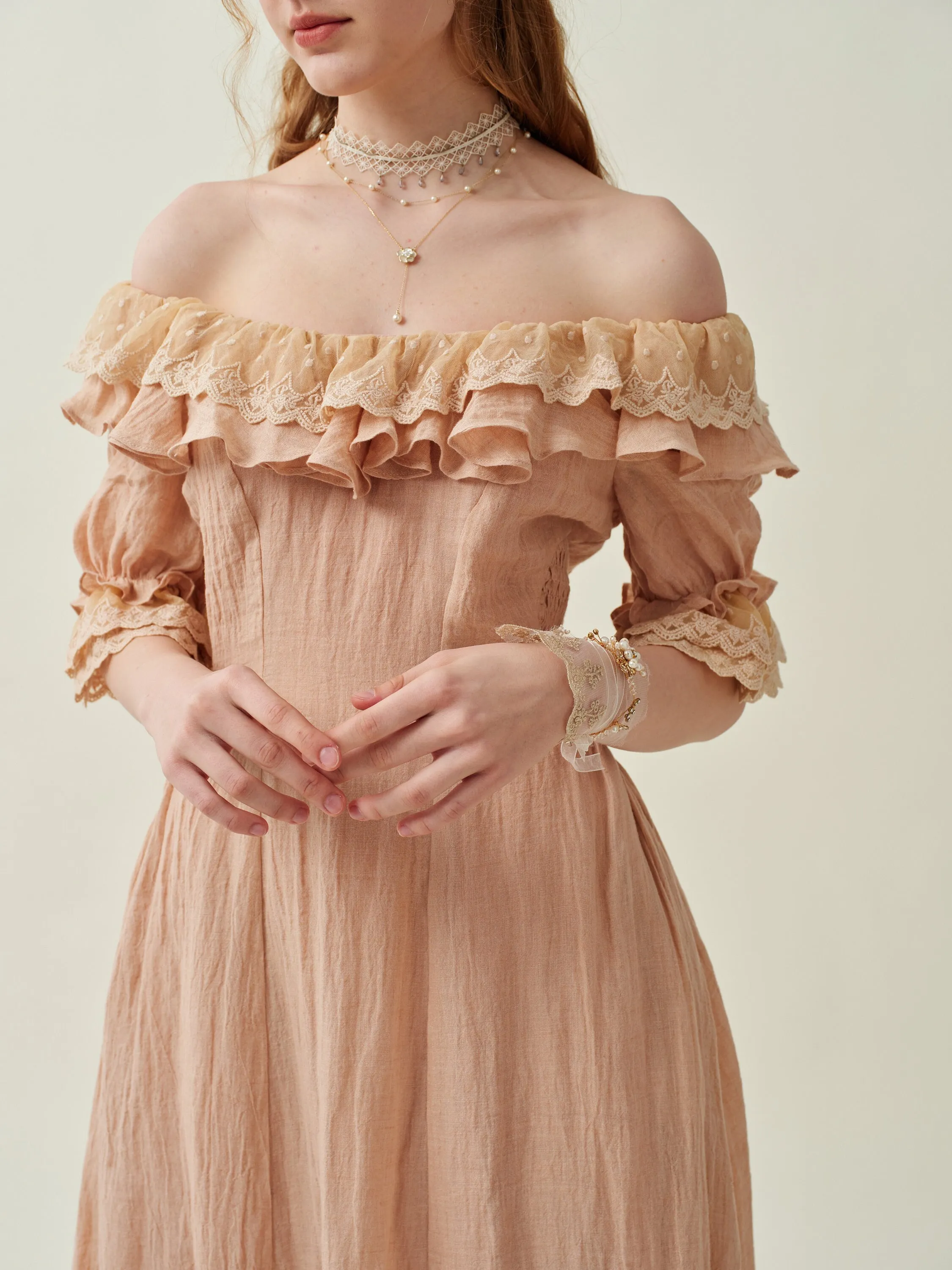 Elysia 15 | Lace-up linen flared dress