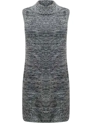 Gray Heathery Sleeveless Knit Sweater Dress