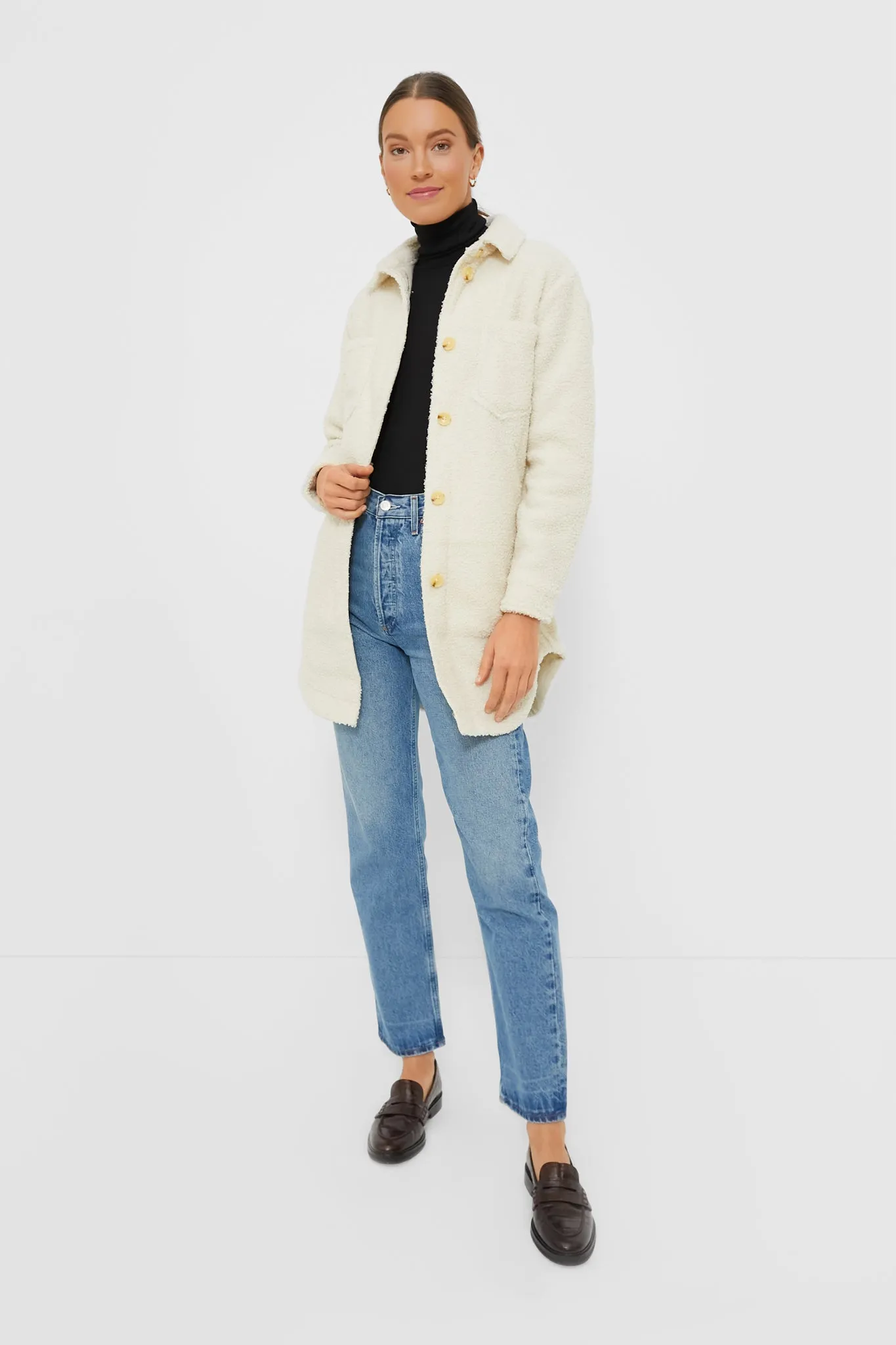 Ivory Sherpa Bailey Shirt Jacket