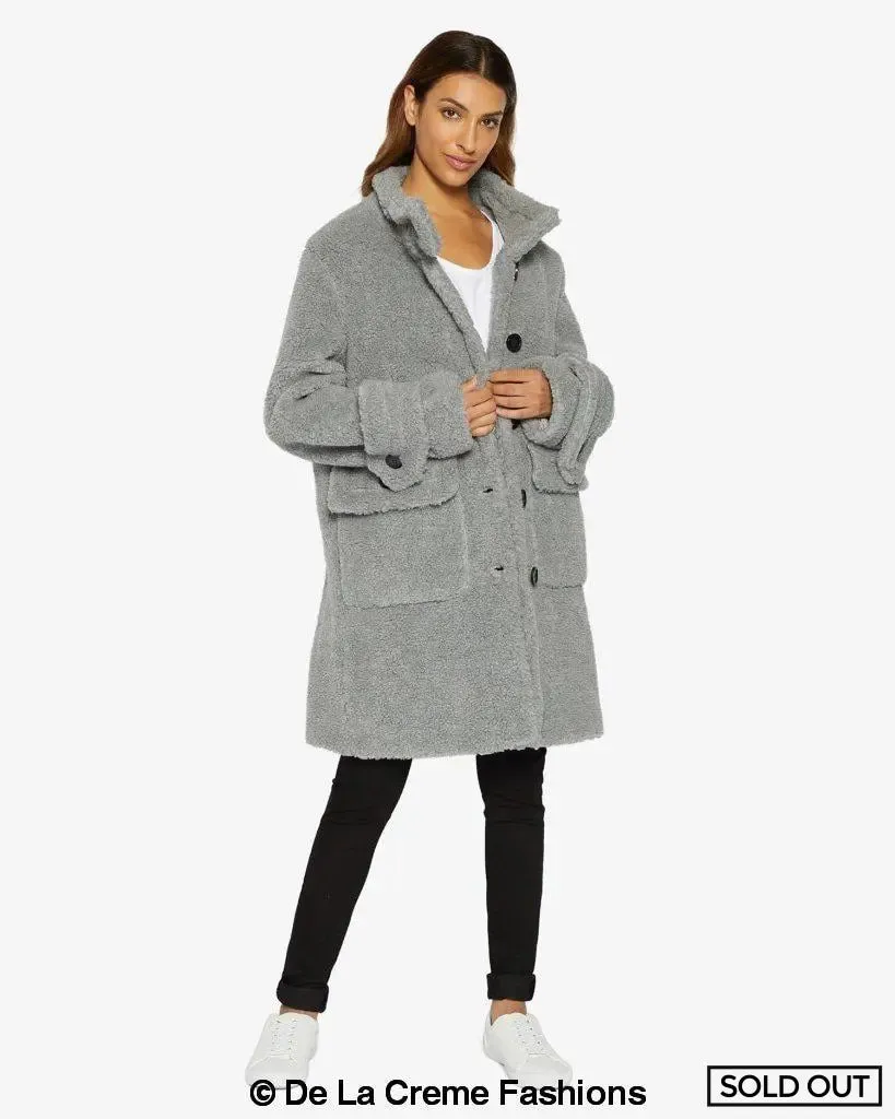 Julie High Neck Borg Teddy Coat