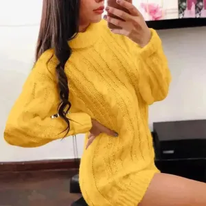 Ladies Casual Autumn Winter Oversized Mini sweater dress