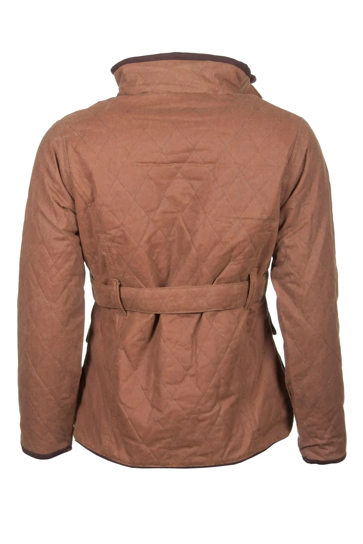 Ladies Diamond Quilted Belted Wax Jacket