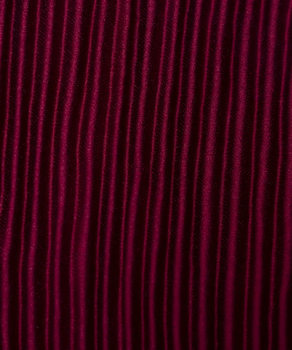 Maroon Colour Plain Pleated Satin Fabric