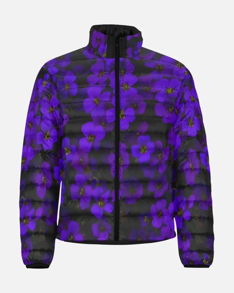 Midnight Purple Flower Men's Lightweight Puffer Jacket