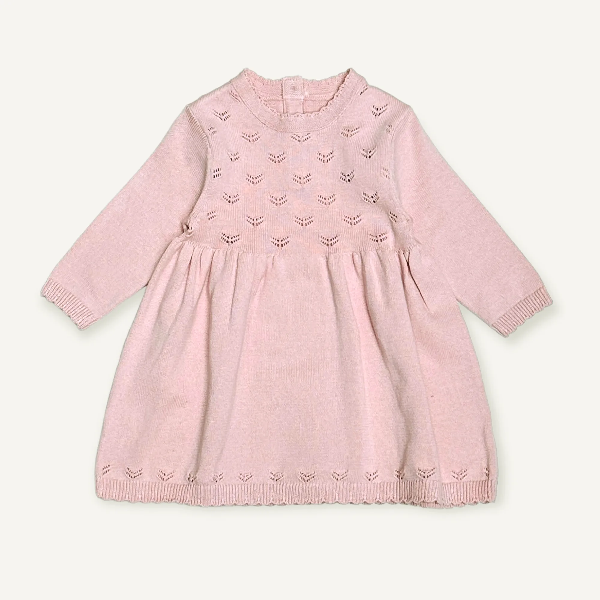 Milan Pointelle Knit Baby Sweater Dress (Organic Cotton)