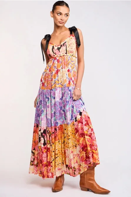 Multi Floral Tie Strap Maxi