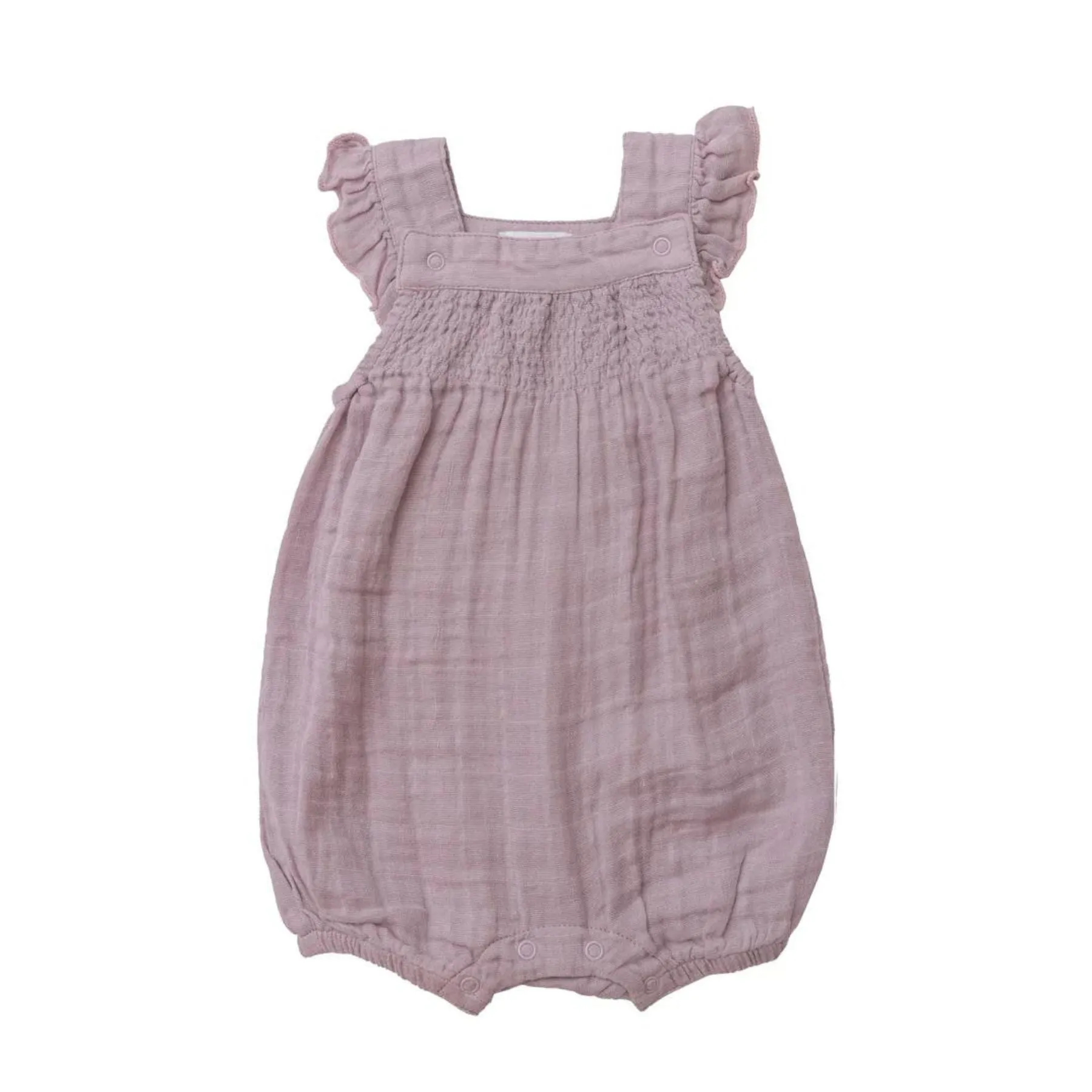 Organic Muslin Smocked Front Overall Shortie, Lavender