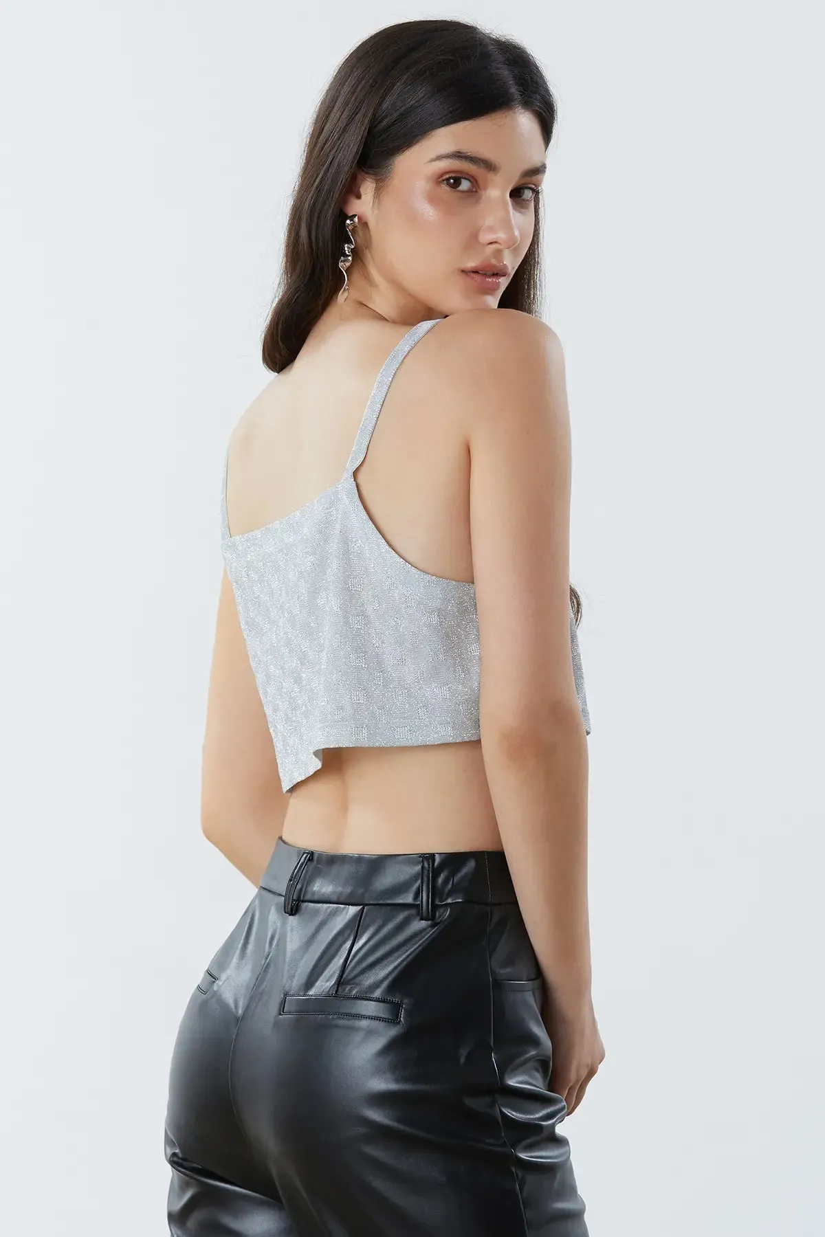 Party Glitter Backless Crop Camis Top