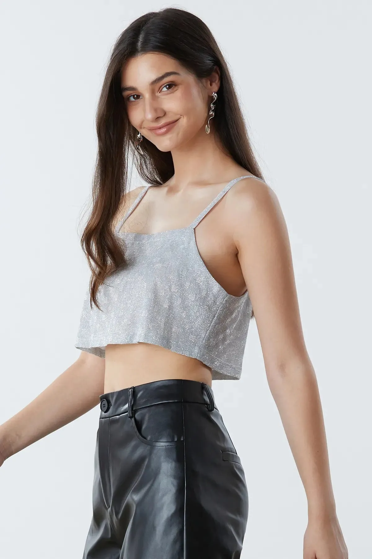 Party Glitter Backless Crop Camis Top