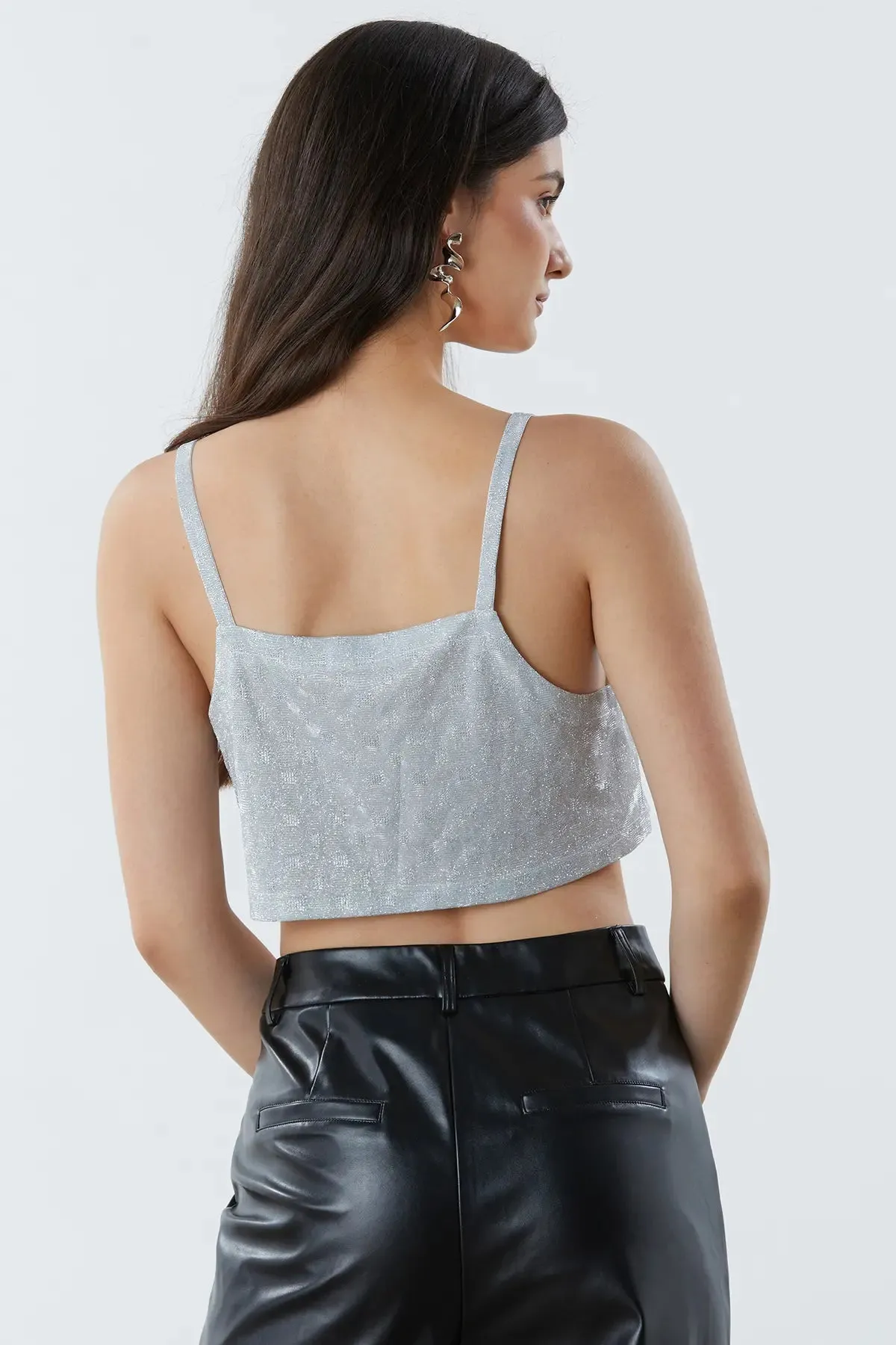 Party Glitter Backless Crop Camis Top