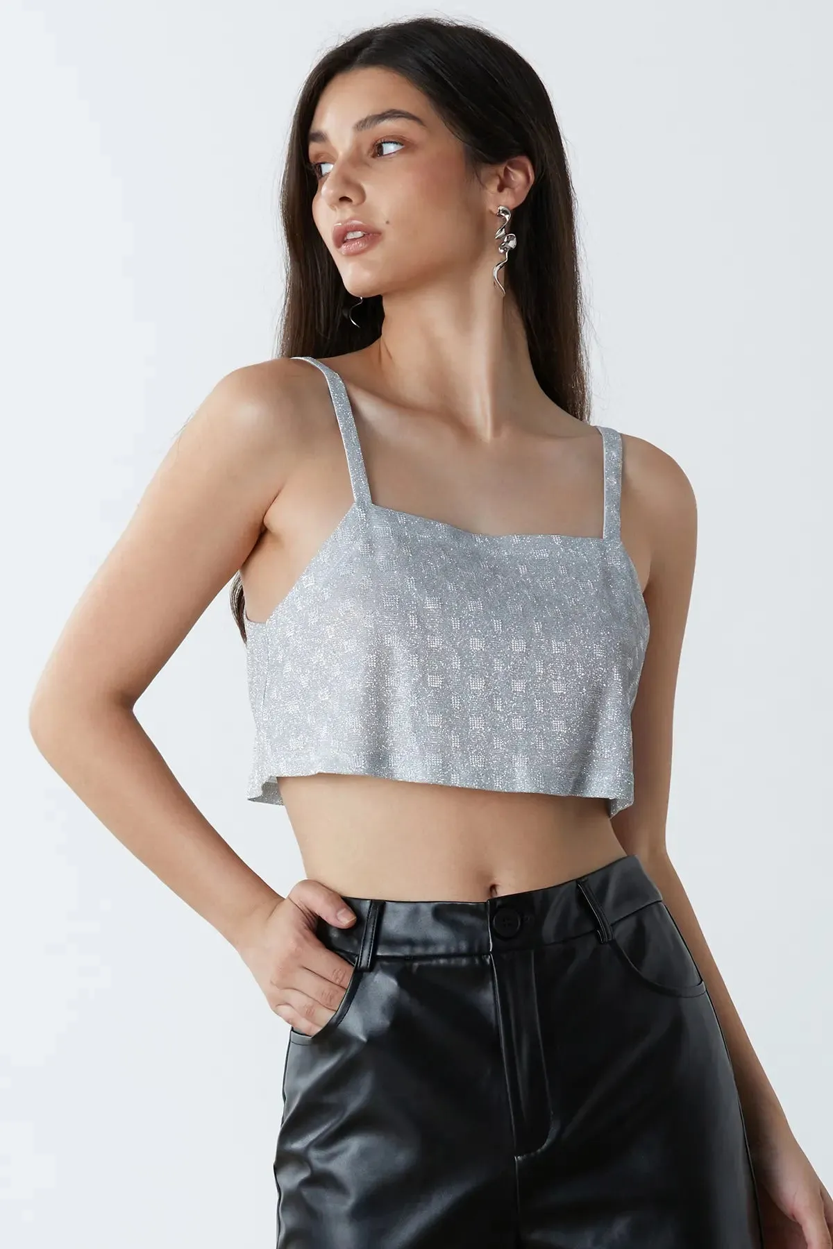 Party Glitter Backless Crop Camis Top