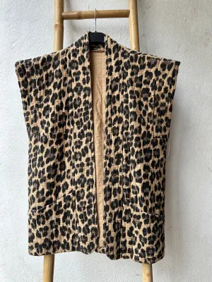 Quilted Leopard Gilet Jacket