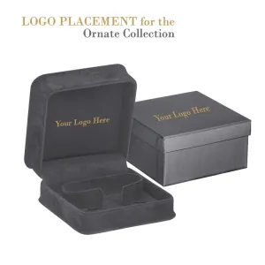 Rich Suede Double Ring Box, Ornate Collection