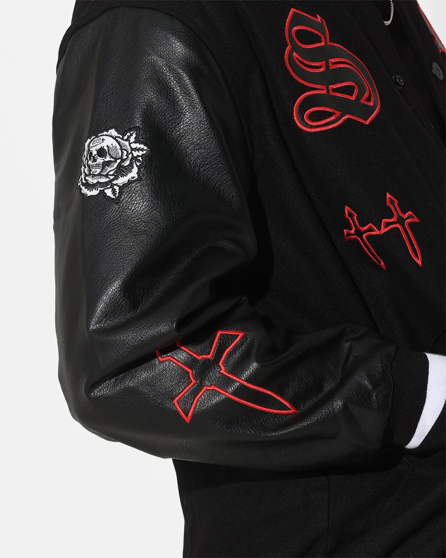 Saint Morta Graveyard Varsity Jacket Black/Red/White