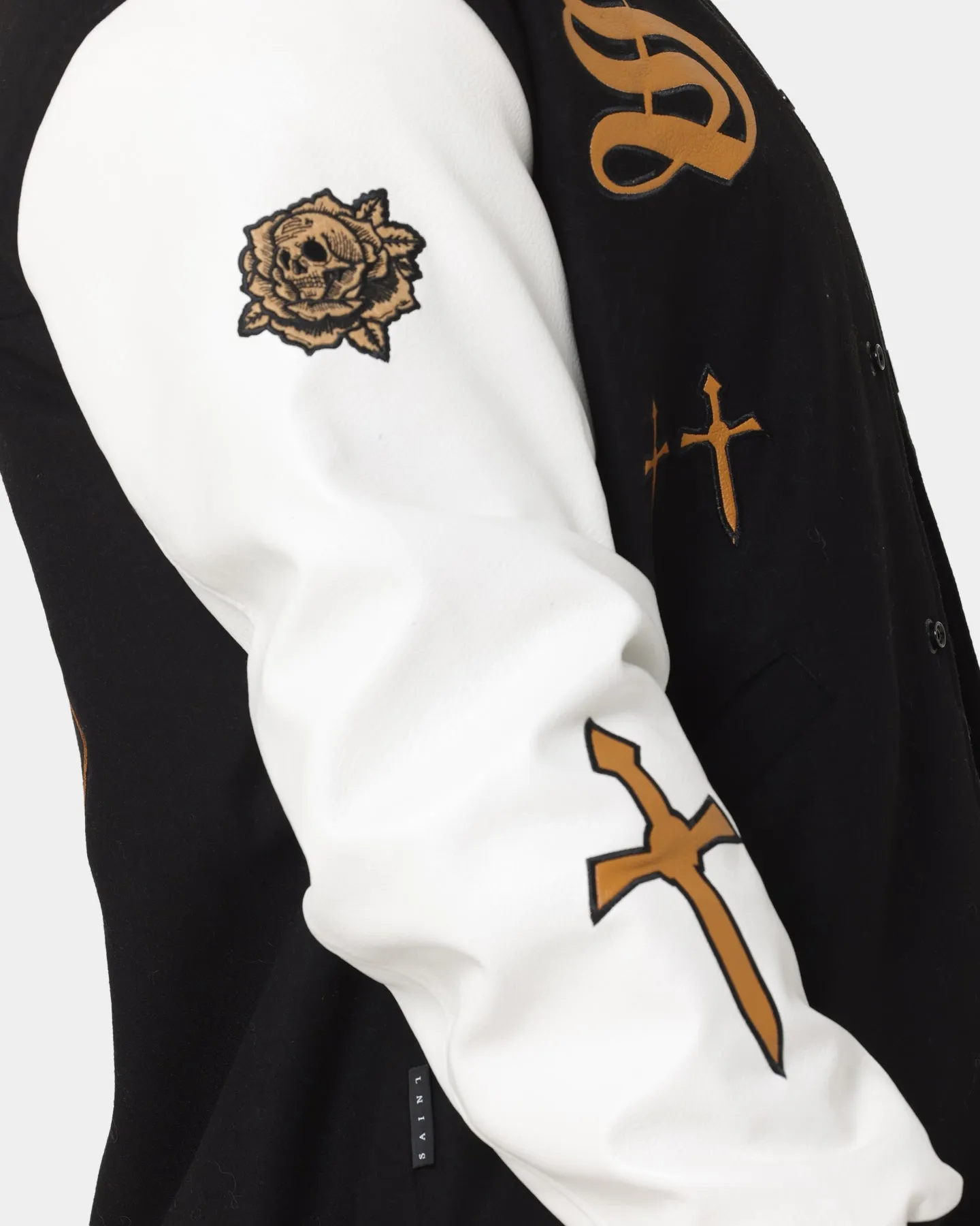 Saint Morta Graveyard Varsity Jacket Black/Tan