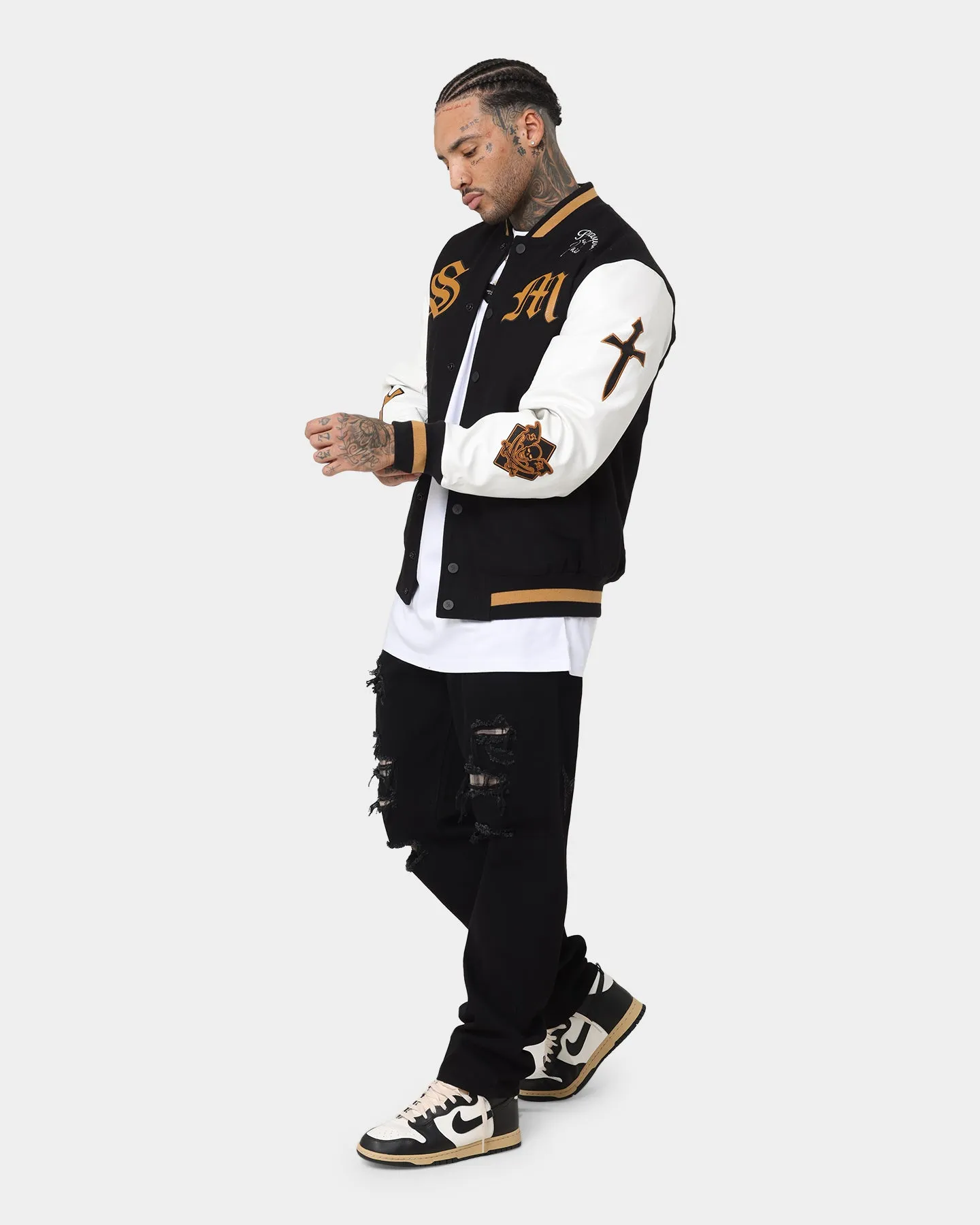 Saint Morta Graveyard Varsity Jacket Black/Tan