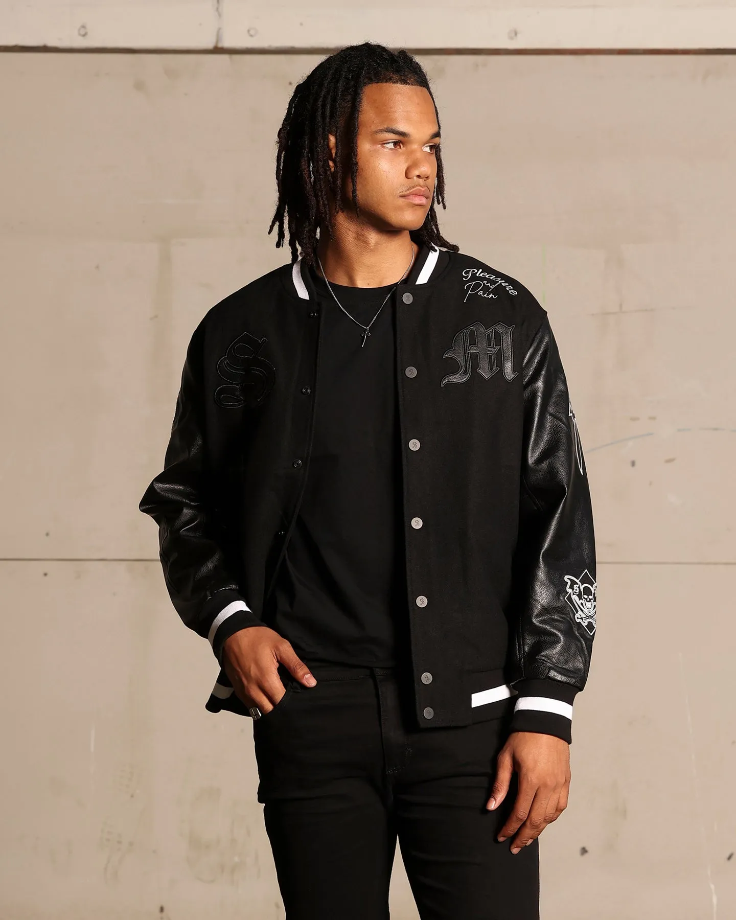 Saint Morta Graveyard Varsity Jacket Black/White