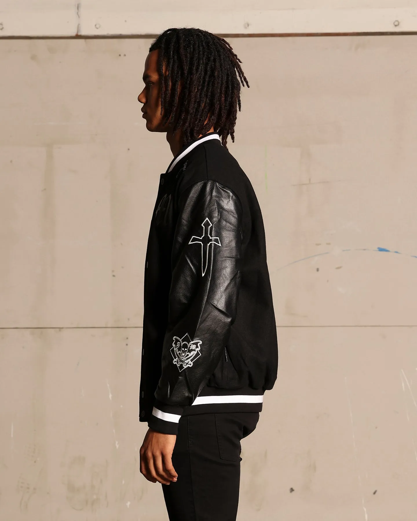 Saint Morta Graveyard Varsity Jacket Black/White