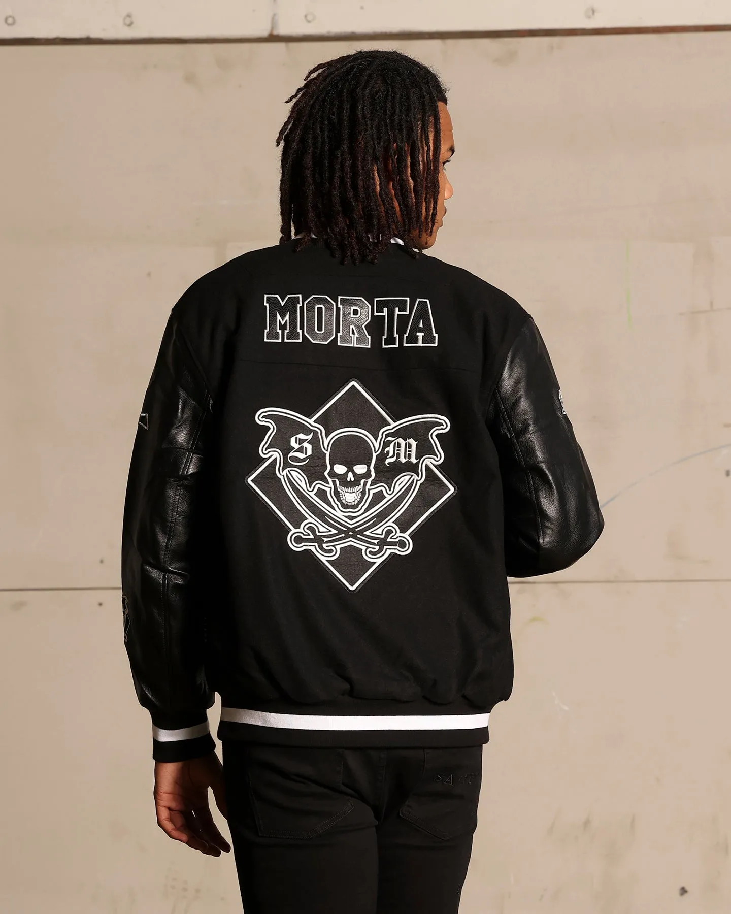 Saint Morta Graveyard Varsity Jacket Black/White