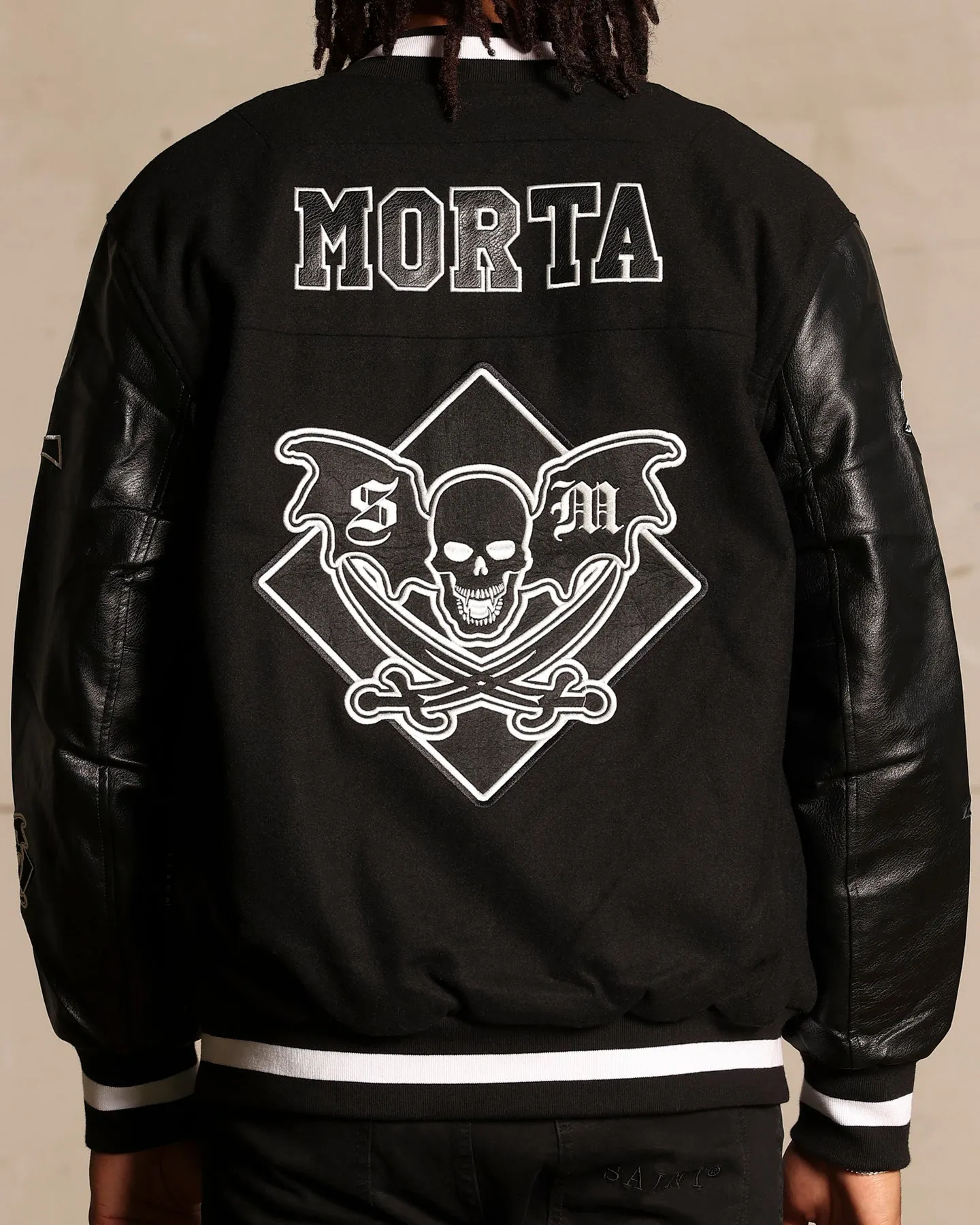 Saint Morta Graveyard Varsity Jacket Black/White