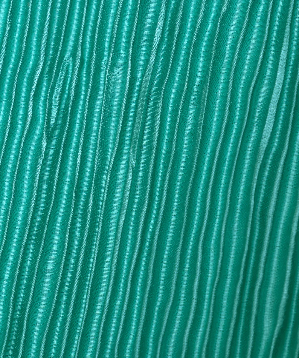 Sea Green Colour Plain Pleated Satin Fabric