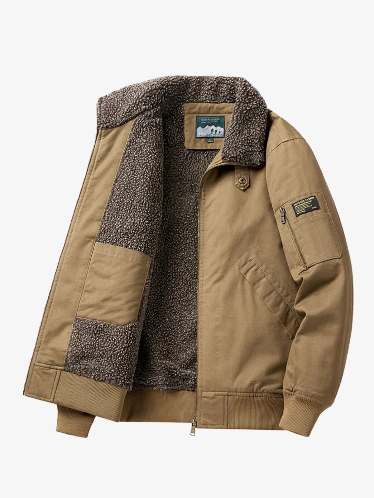 Sherpa-Lined Heavyweight Cotton Aviator Jacket