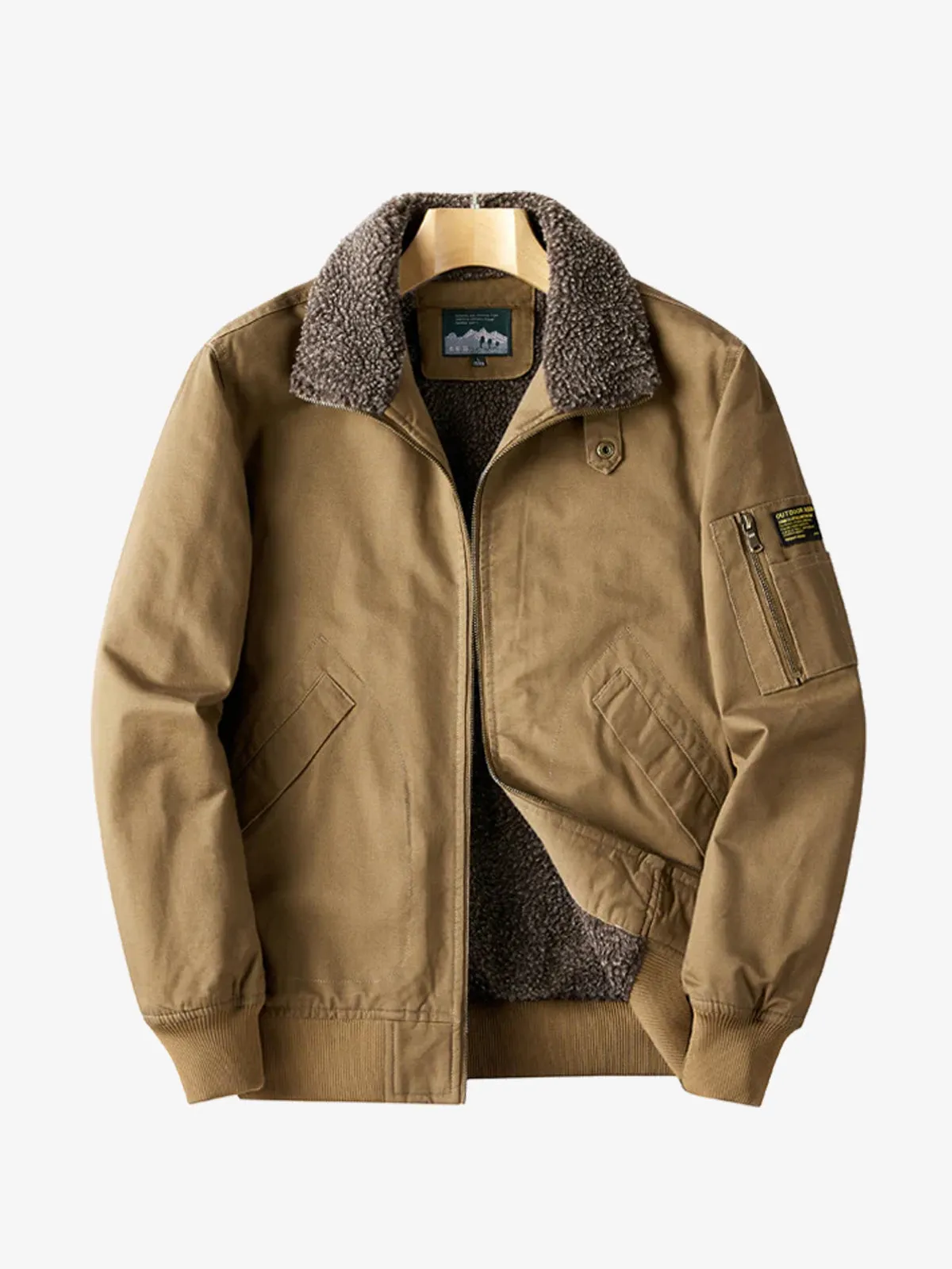 Sherpa-Lined Heavyweight Cotton Aviator Jacket