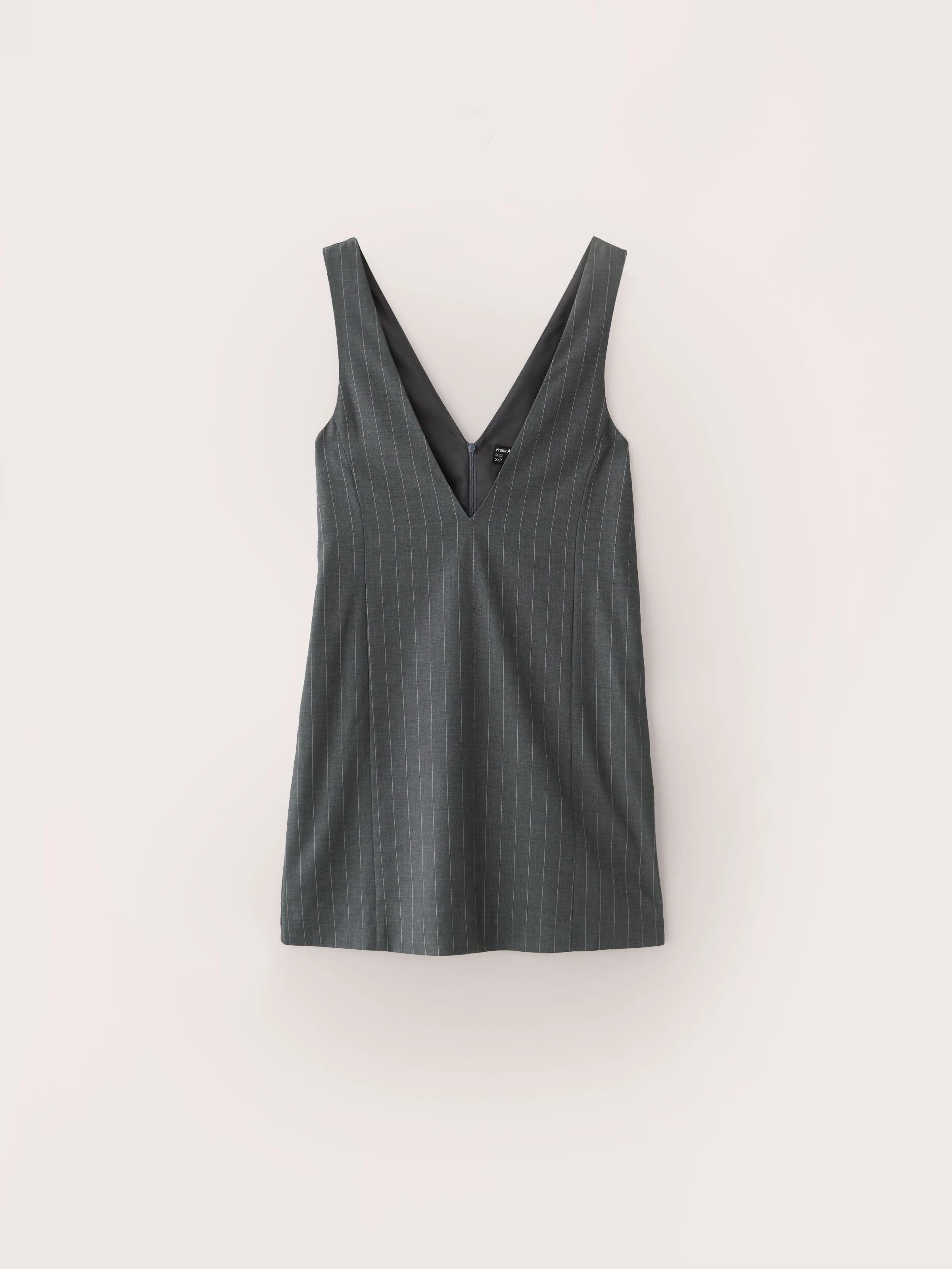 The Pinstripe Pinafore Dress in Cool Grey