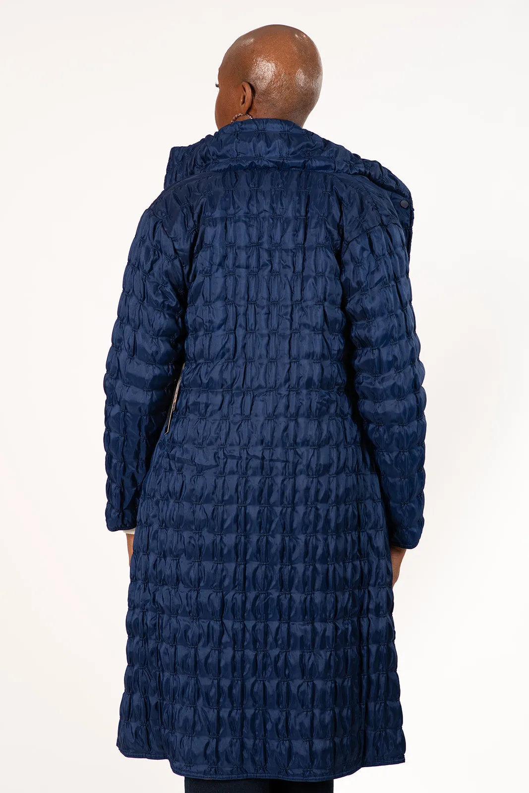 UbU Reversible Quilted 3/4 Length Coat - Navy/Weather the Storm