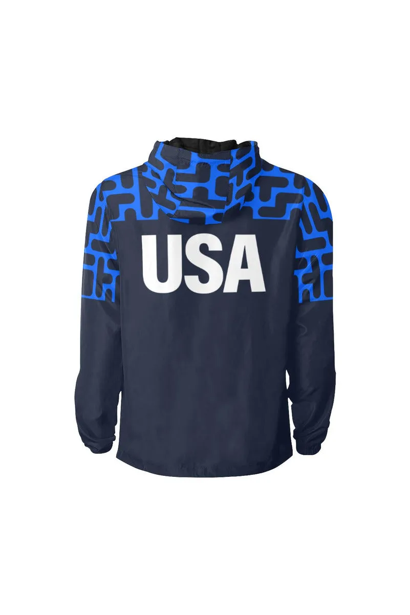 USA - HOOD MID TETRIS All Over Print Quilted Windbreaker for Men (Model H35)