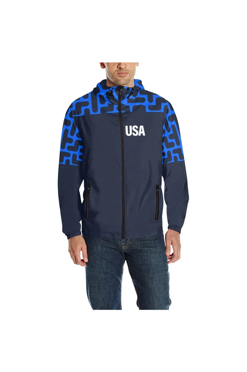 USA - HOOD MID TETRIS All Over Print Quilted Windbreaker for Men (Model H35)