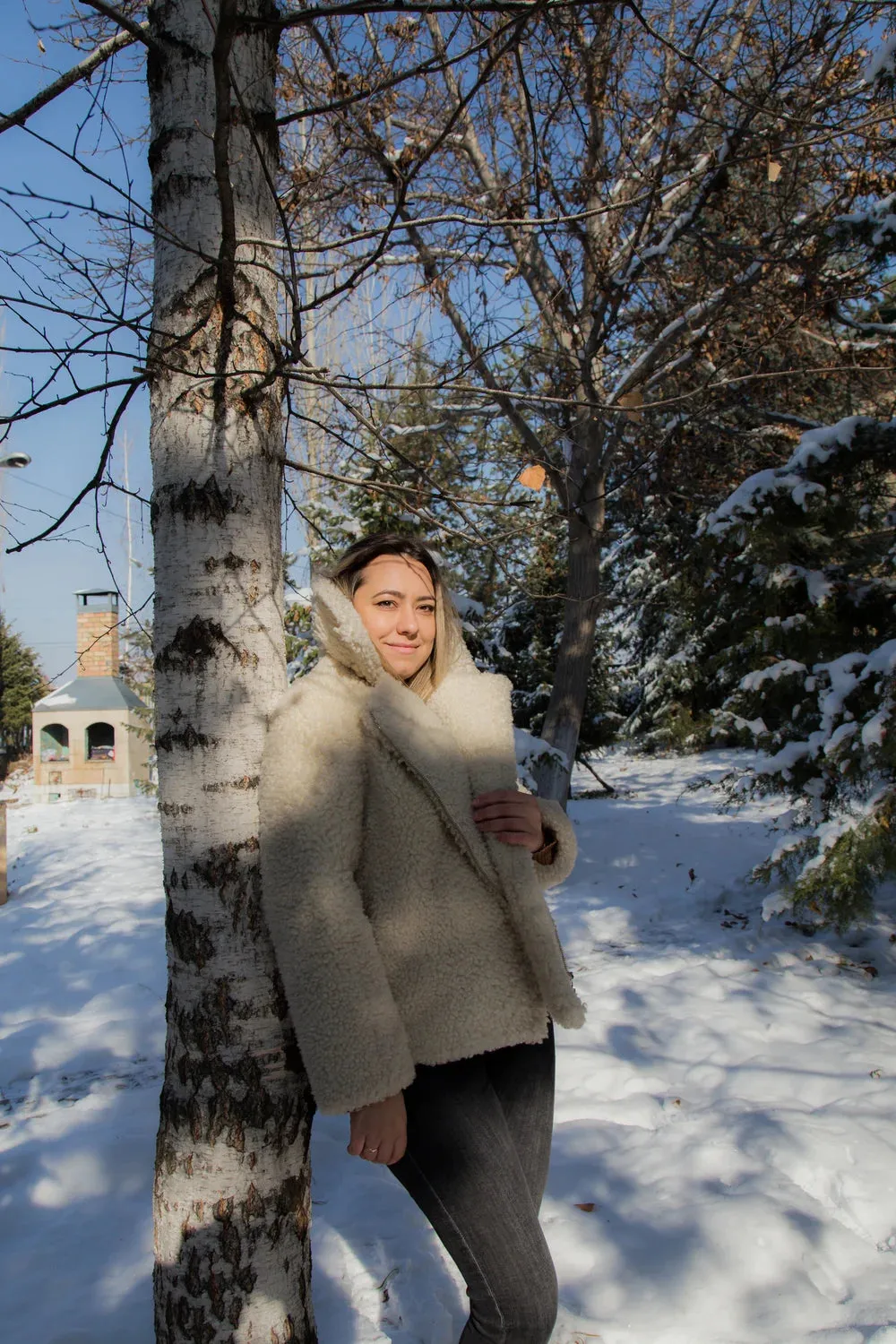 Vintage Women’s Sheepskin Coat , Genuine Shearling Coat, Warm and Light