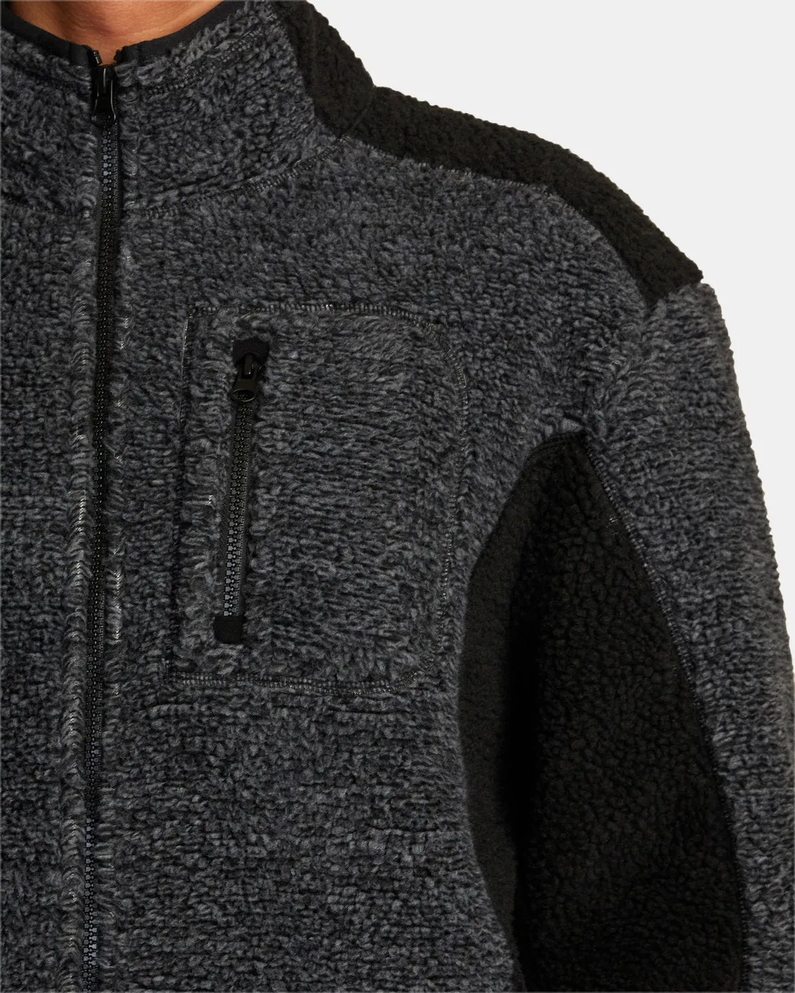 Zach Allen Zip-Up Sherpa Jacket - Black