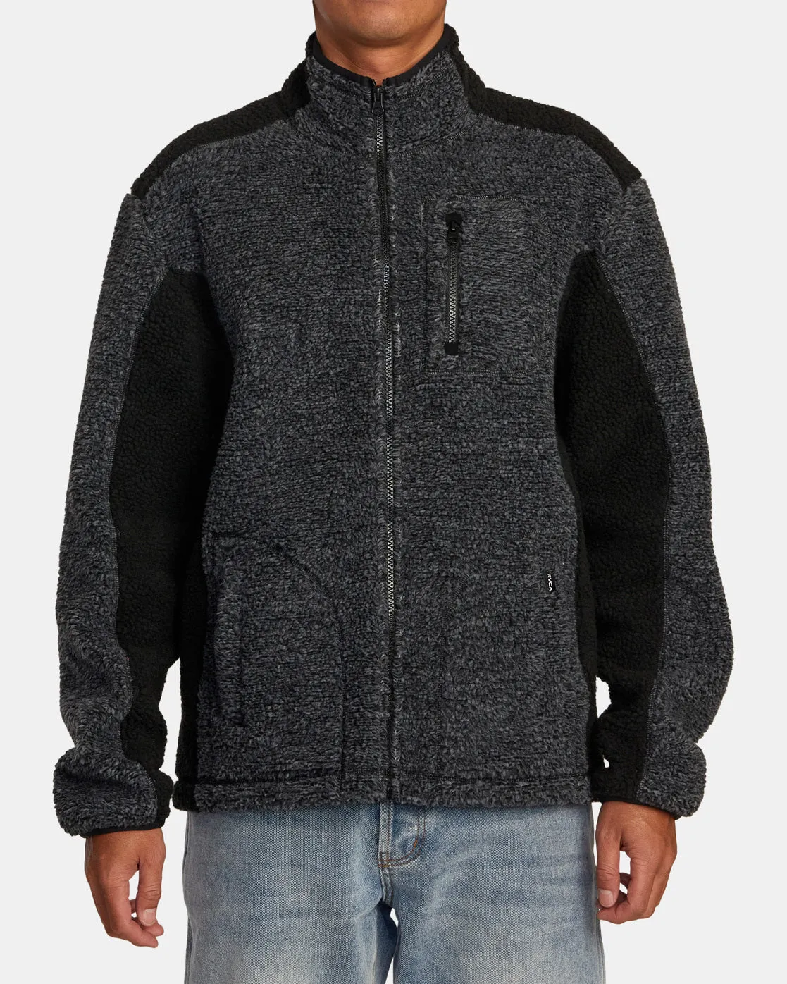 Zach Allen Zip-Up Sherpa Jacket - Black